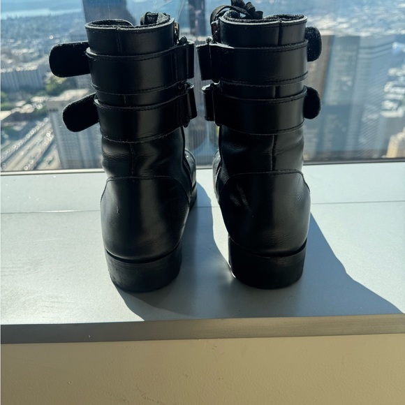 Black Leather Combat Boots - Picture 3 of 4